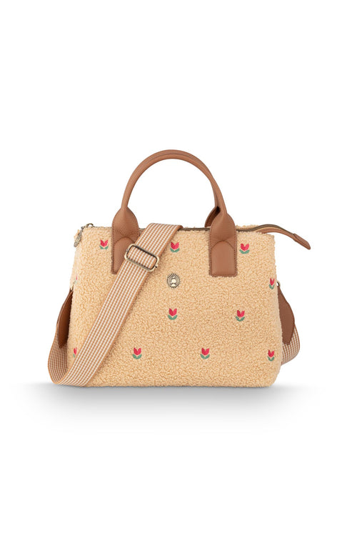 Pip Studio Fia Handtas Medium Teddy Dames - Zand - 26,5x14x22 cm