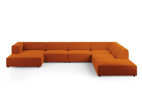Cosmopolitan Design Panoramische hoekbank rechts Arendal 7-zits, flueel, terracotta - 262x364x70cm
