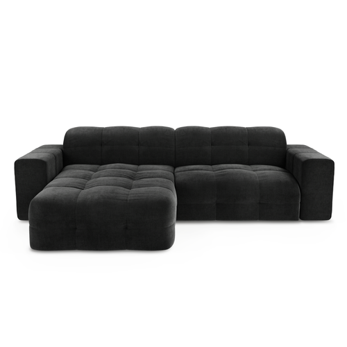 Sia Home - Hoekbank links MAEL -  Fluweel - Donker antraciet - 230cm - vtwonen shop