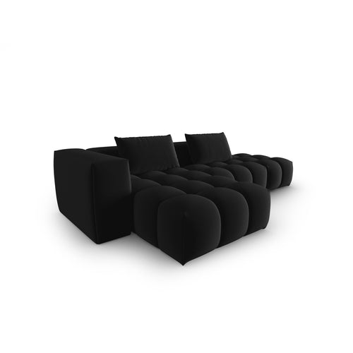 Cosmopolitan Design - Modulaire hoekbank links Verona 4-zits, flueel zwart - 145x265x70cm