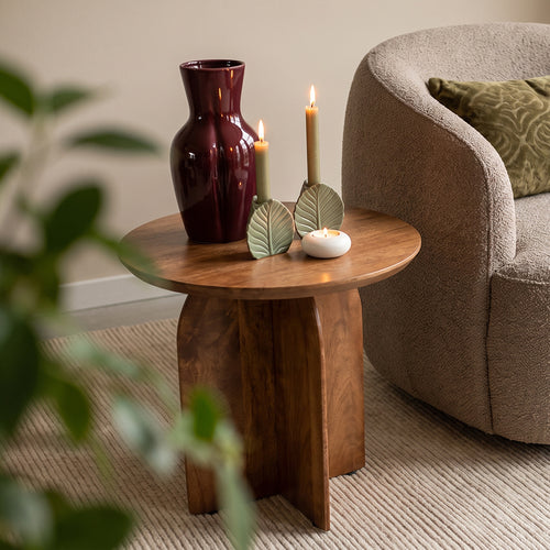 Raw Materials Bullnose bijzettafel mangohout - Ø50 cm