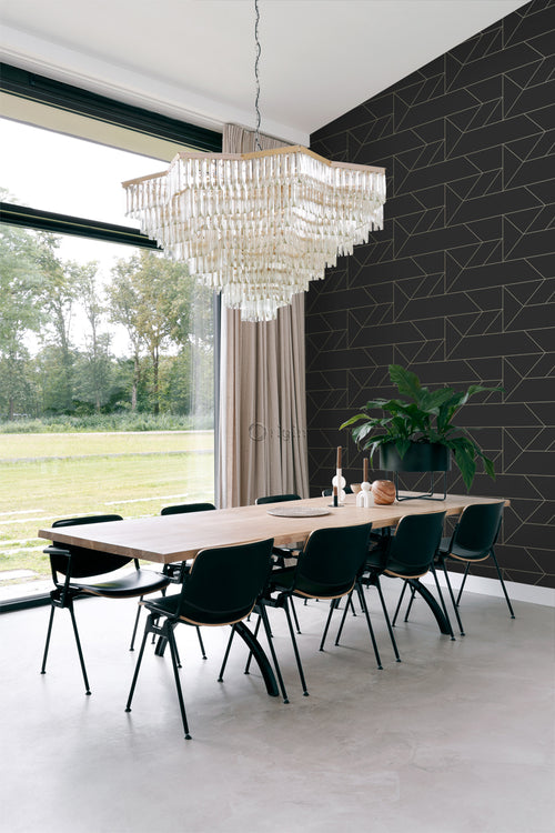 Origin Wallcoverings behang grafische lijnen zwart en goud - 0,53 x 10,05 m - 347726 - vtwonen shop