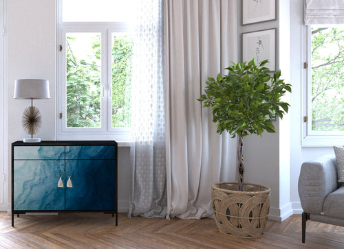 Dressoir MDF 2 deuren en 2 lades met Blauwe Oceaan-print - vtwonen shop