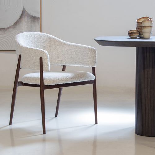 DÉJA Living Eetkamerstoel Dénia - Wit/Walnoot - Zithoogte 48cm - Set van 2 - vtwonen shop