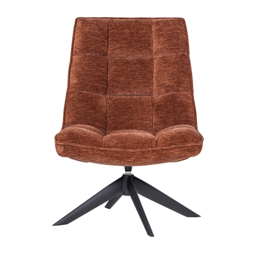 WOOOD draaifauteuil Jouke - Chenille Structuur - Roestbruin - 97x70x85