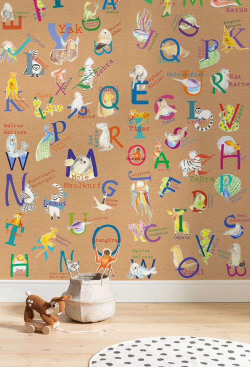 Sanders & Sanders fotobehang dieren alfabet multicolor - 200 x 250 cm - 611743