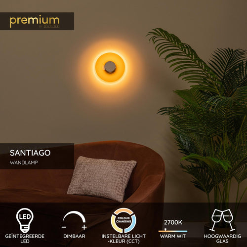 Lucide wandlamp SANTIAGO - Geïntegreerde LED - Amber