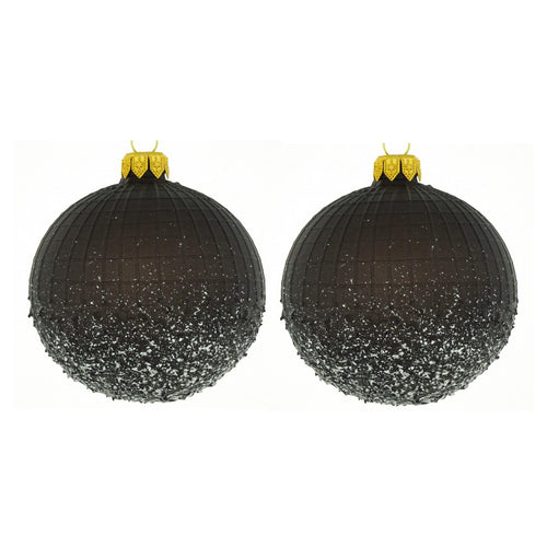 Dagmara kerstbal – zwart – glas – set van 2 – met een textuureffect - vtwonen shop