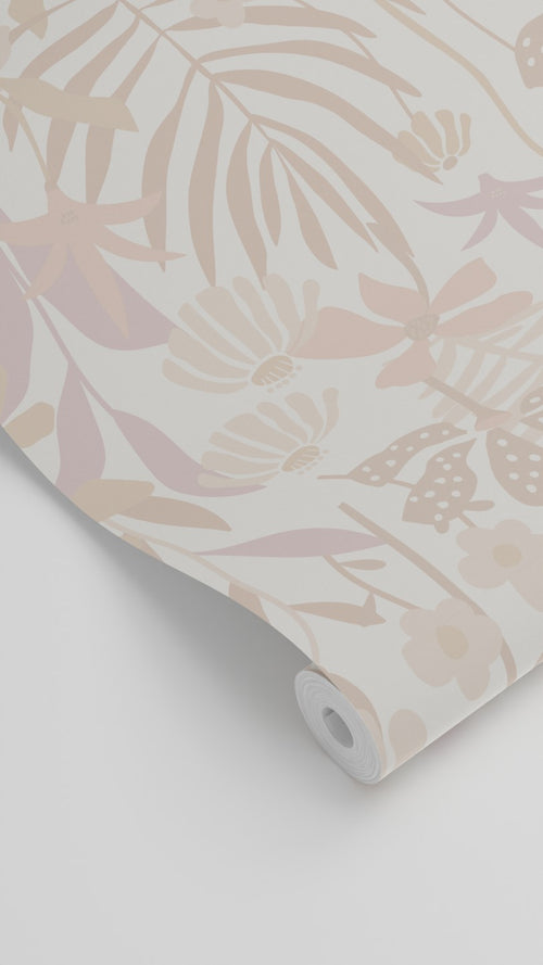 ESTAhome behang tropische bladeren en bloemen beige - 50 x 900 cm - 130995 - vtwonen shop