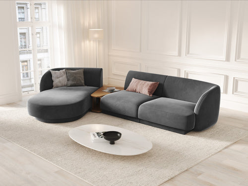 Micadoni linker modulaire bank Miley 3-zits, flueel, grijs - 178x303x70cm