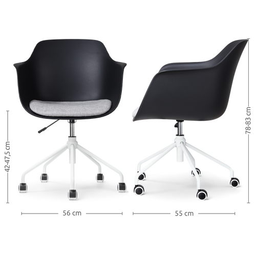 Nolon Nout-Liz Bureaustoel Zwart - Lichtgrijs Kussen - Wit Onderstel - vtwonen shop