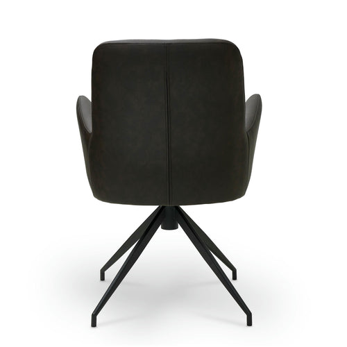 Furnhouse eetkamerstoelen armleuning Jennifer - Donkerbruin - Kunstleer - Set van 4
