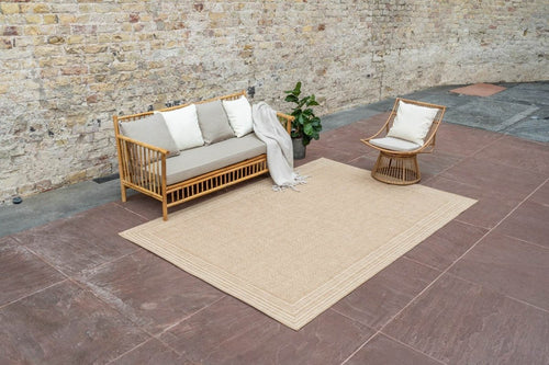 Interieur05 Jute buitenkleed Naturel Visgraat Border - 200 x 290 cm