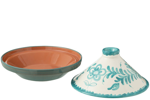 J-Line tajine Granada - keramiek - wit/aqua