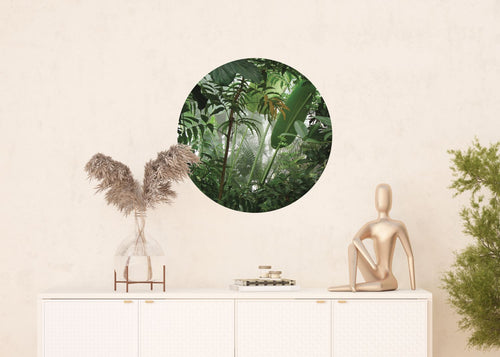 Sanders & Sanders zelfklevende behangcirkel tropische jungle bladeren groen Ø 70 cm 601100