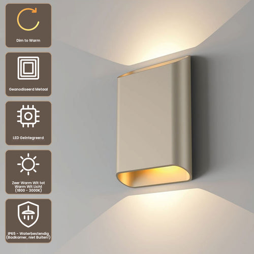 Artdelight Wandlamp Diaz L - Champagne - Dim To Warm