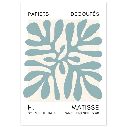 Artfulprints Poster met Lijst Matisse - Deep ocean turquoise   - A4 21x29.7 cm - Turquoise