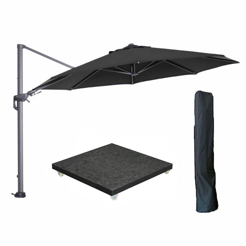 Garden Impressions zweefparasol Hawaii zwart 350x350 cm + 90 kg voet en hoes - vtwonen shop