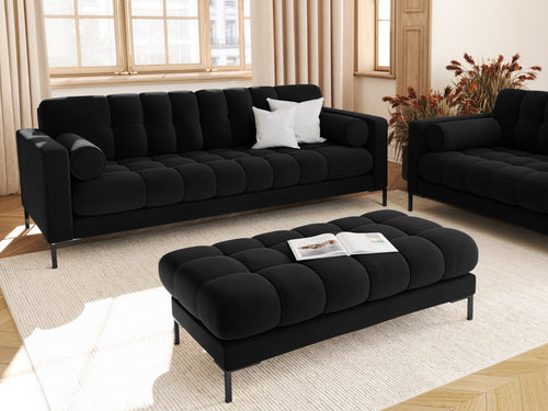 Cosmopolitan Design Bank Bali 3-zits, flueel, zwart - 96x177x75cm