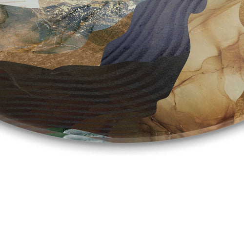 Reinders Zon en bergen glasschilderij -  goud - woonkamer - Ø 50cm