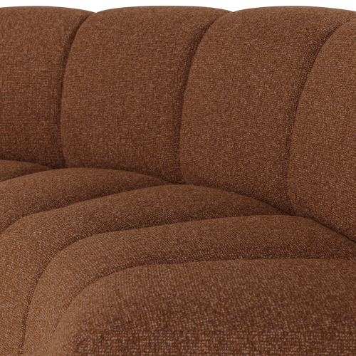 WOOOD eetbank halfronde hoek leuning Mojo - Bouclé - Roestbruin - 83x152x74