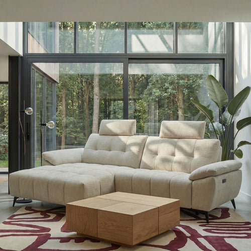 Furnhouse chaise longue bank links Colorado - Crème wit - Stof - 156x268x107