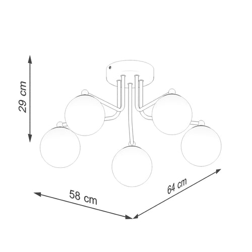 Sollux Lighting Kroonluchter ASTRAL 5 zwart - 58x64x29cm