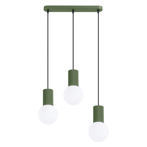 Sollux Lighting Hanglamp HALO 3L olijfgroen - 40x6x120cm