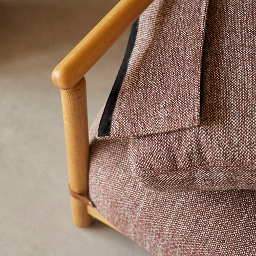 Tikamoon Fauteuil in massief eikenhout en gevlamde stof - Bruin