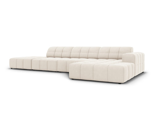 Cosmopolitan Design rechter hoekbank Chicago 5-zits, flueel lichtbeige - 167x348x78cm