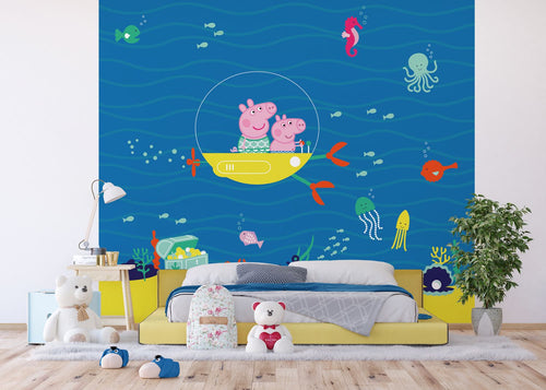 Sanders & Sanders fotobehang Peppa Pig blauw en geel - 270 x 300 cm - 601192