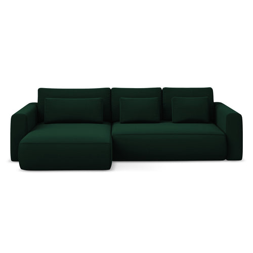 LaMiaSofa hoekbank links Perugia - velours - flessengroen - 278x149x82