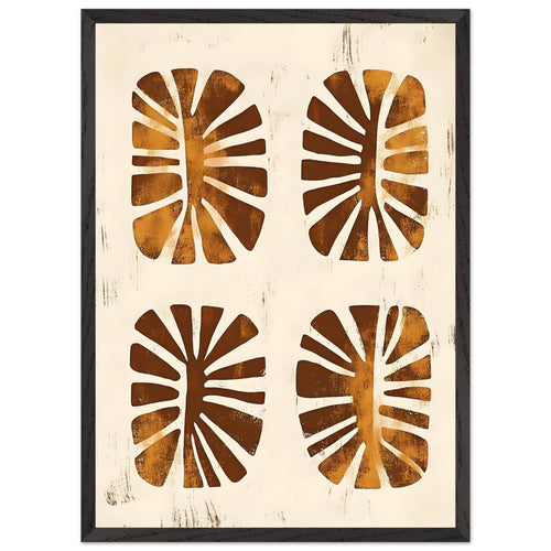 Artfulprints Poster met Lijst Boho – Leaf cutouts   - 50x70 cm - Bruin