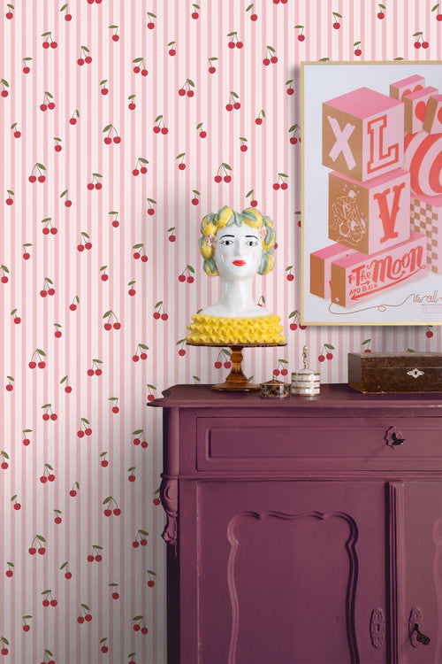 ESTAhome behang kersen roze - 50 x 900 cm - 131653