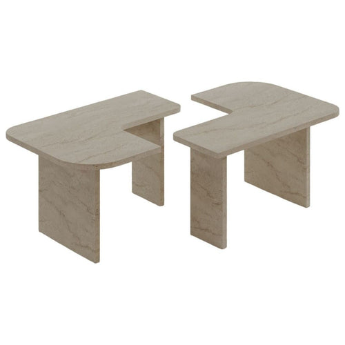 Calicosy - Set van 2 salontafels ADEL - Beige 90x45x35 cm