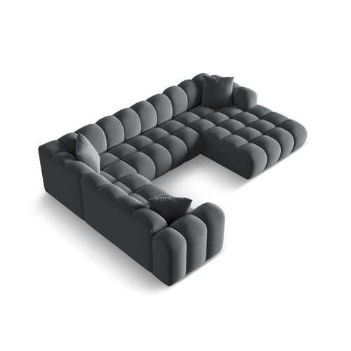 Cosmopolitan Design - Panoramische hoekbank links Treno 4-zits, flueel grijs - 240x330x70cm