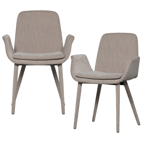 vtwonen eetkamerstoelen Curve - Polyester - Zand - Set van 2 - vtwonen shop