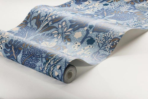 Borastapeter behang bladeren vergrijsd blauw - 49 cm x 10.05 m - 660830 - vtwonen shop