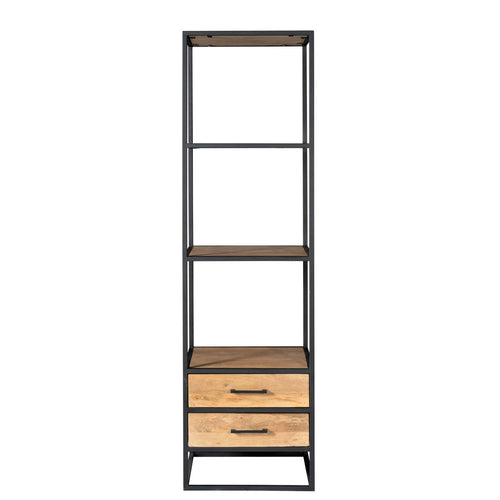 StarFurn Boekenkast Denver - Naturel Hout - 2 Lades - 55x45x200cm
