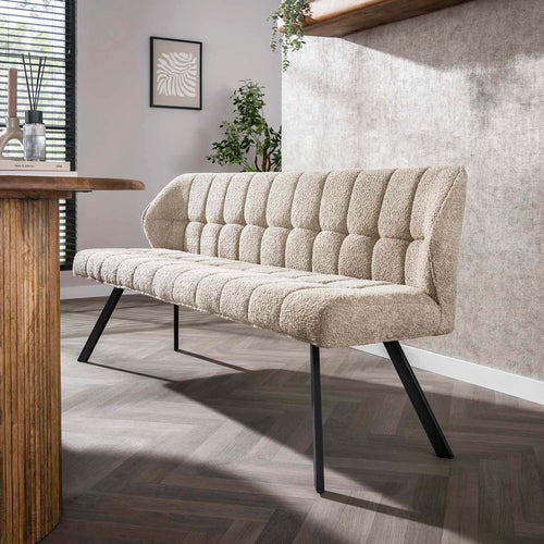 Giga Meubel Eetkamerbank Raster - Zand Bouclé - 180x59x84cm