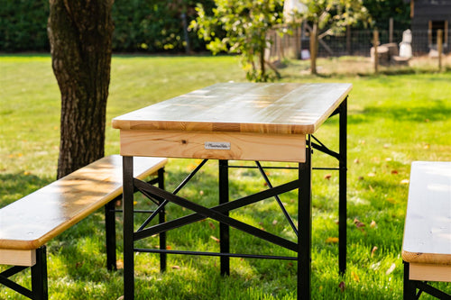 MaximaVida inklapbare picknicktafel Berlijn 120 x 50 cm 3-laags blanke lak - FSC hout