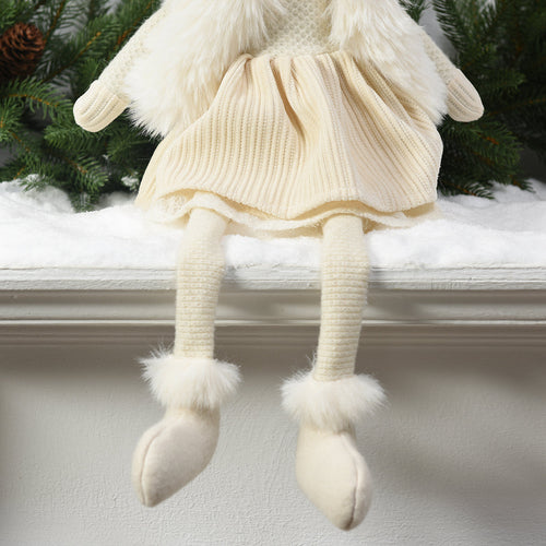 Sia Deco - Kerstfiguurtje Fillette à Asseoir Fluweel - Crème / 63 cm - Crème - Polyester - H63 - vtwonen shop