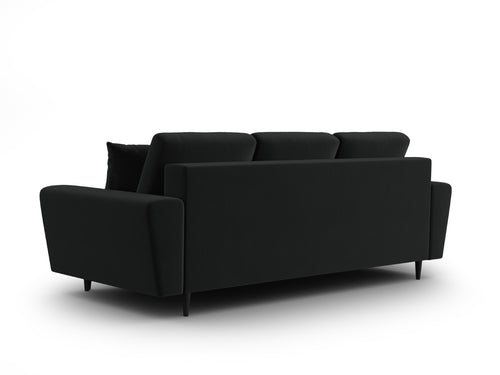 Cosmopolitan Design Slaapbank met opbergdoos Kyoto 3-zits, flueel zwart - 100x235x88cm