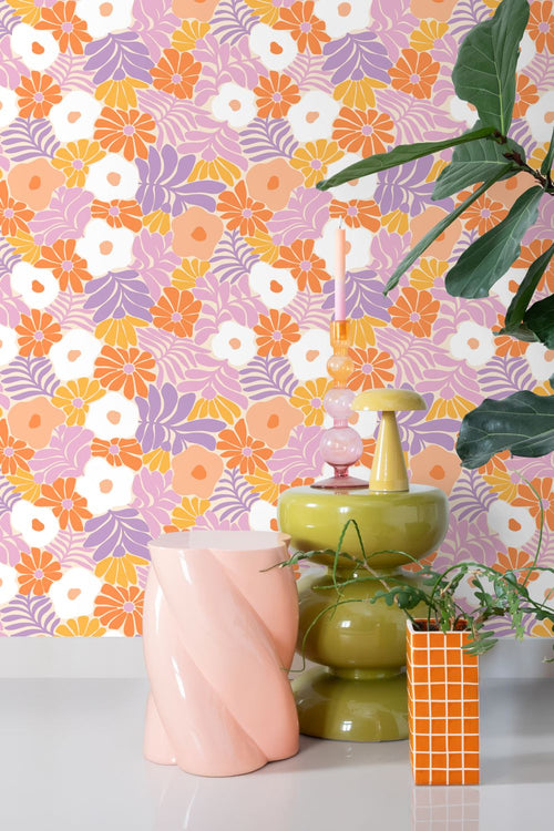 ESTAhome behang bloemen in Matisse stijl wit en meerkleurig - 50 x 900 cm - 132002