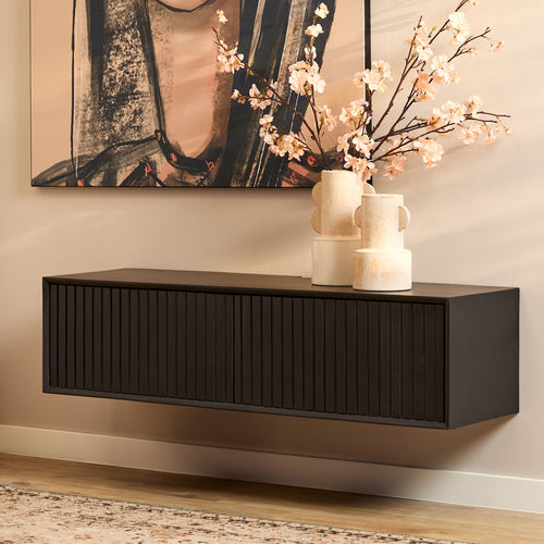 StarFurn Zwevend Tv-meubel Madison - Zwart Hout - 120x35x30cm