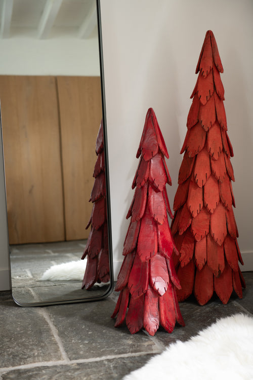 J-Line decoratie Kerstboom Stukken - hout - rood - medium - vtwonen shop