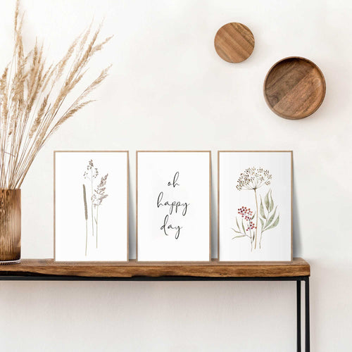 Reinders Dried Flowers schilderijen set -  beige - woonkamer - 30x20cm
