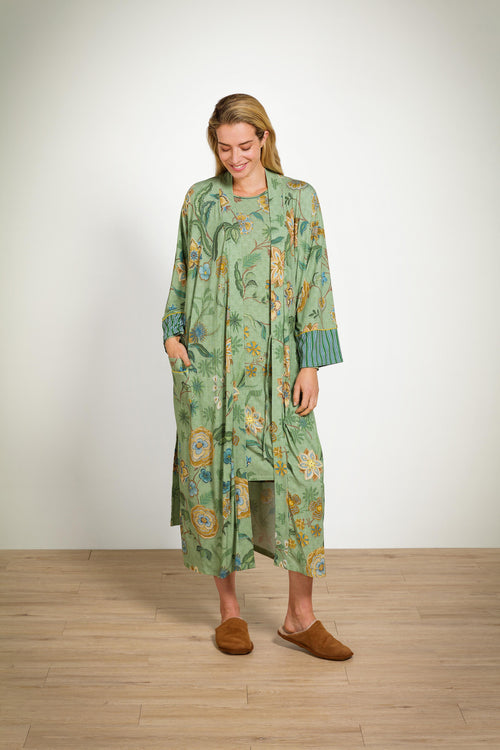 Pip Studio - Destiny Nachthemd Lange Mouw Dames - Safari Bloom - Groen - L - vtwonen shop