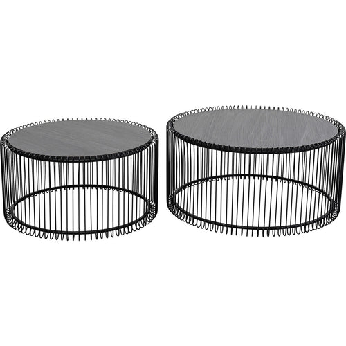 Kare Design Salontafel Wire zwart hout (2/Set)
