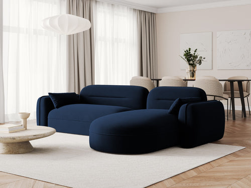 Cosmopolitan Design Modulaire hoekbank rechts Sydney 4-zits, flueel, koningsblauw - 165x275x70cm